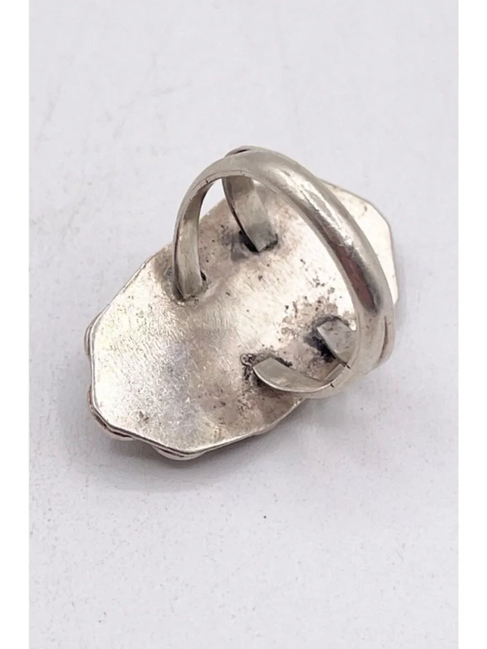 Vintage 925 Sterling Silver Coral Ring Southwestern Statement Split Shank Size 6